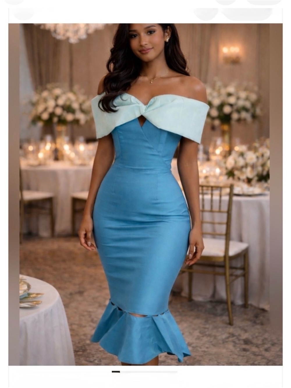 NEW With tags Sea Blue Sachin and Babi GULMEX Tea Length dress SZ 10 Retail $649
